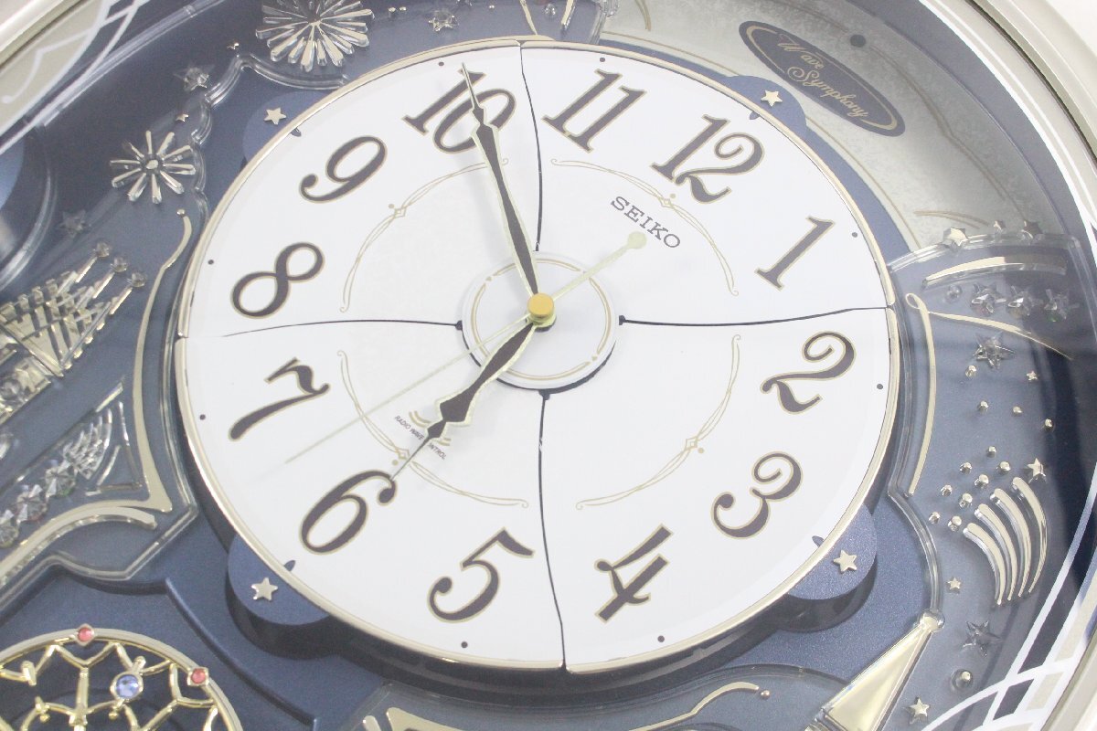 ト静】 ☆ SEIKO からくり電波時計 RE 561 S リズム時計 壁掛け時計