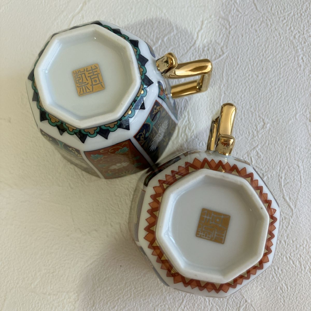 ☆【未使用品】有田焼 青藍窯 古伊万里コレクション 金彩八角 2点