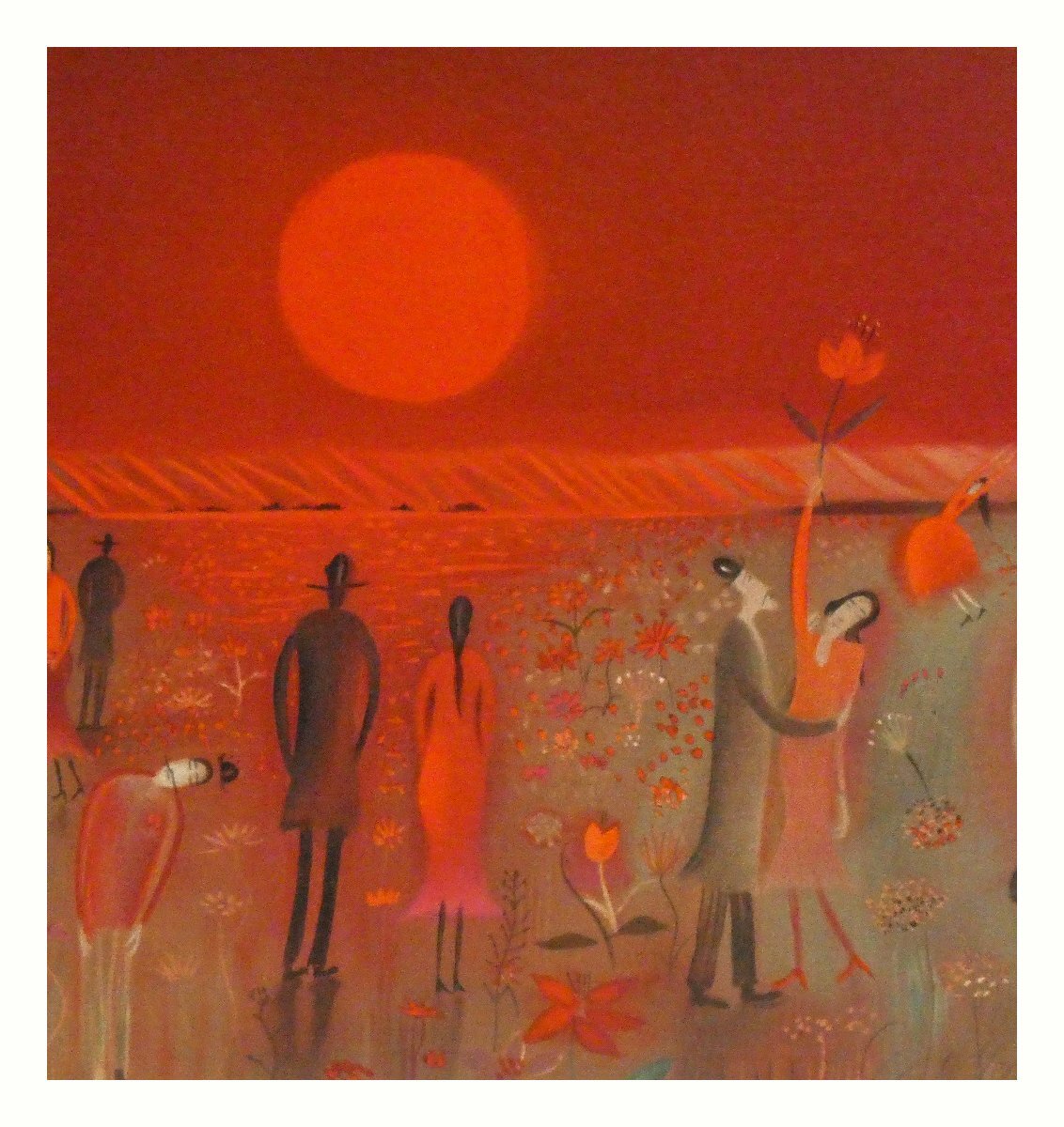 祥決算SALE【真作】斎藤真一「陽の野」リトグラフ 36.5×47.5cm 1990年
