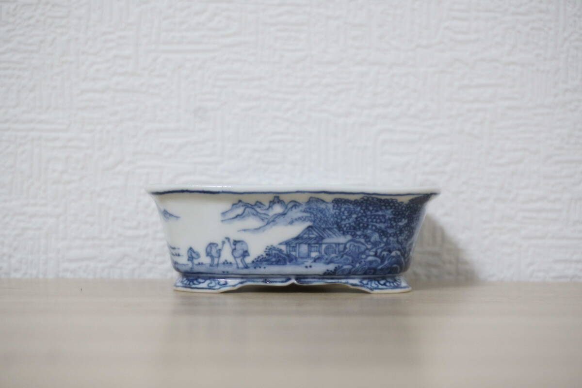 藤掛雄山作 染付山水図長方鉢 小品盆栽鉢 【お正月セール】(鉢)｜売買