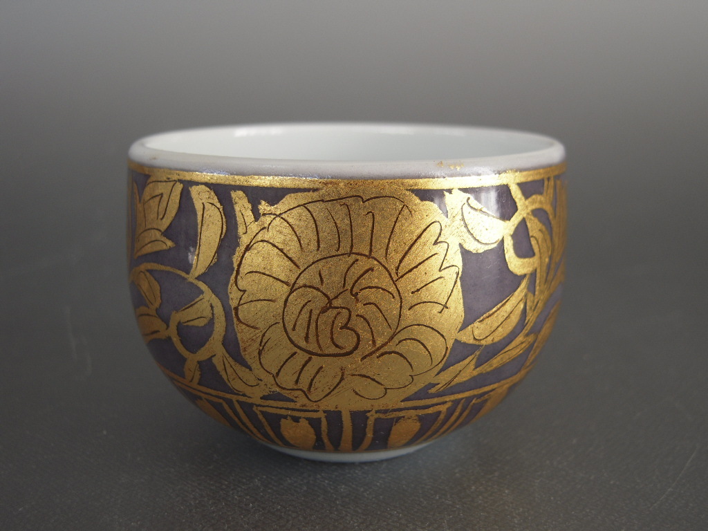 輸出陶磁器 オールドニッポン 金盛上華紋様図ガーランド装飾