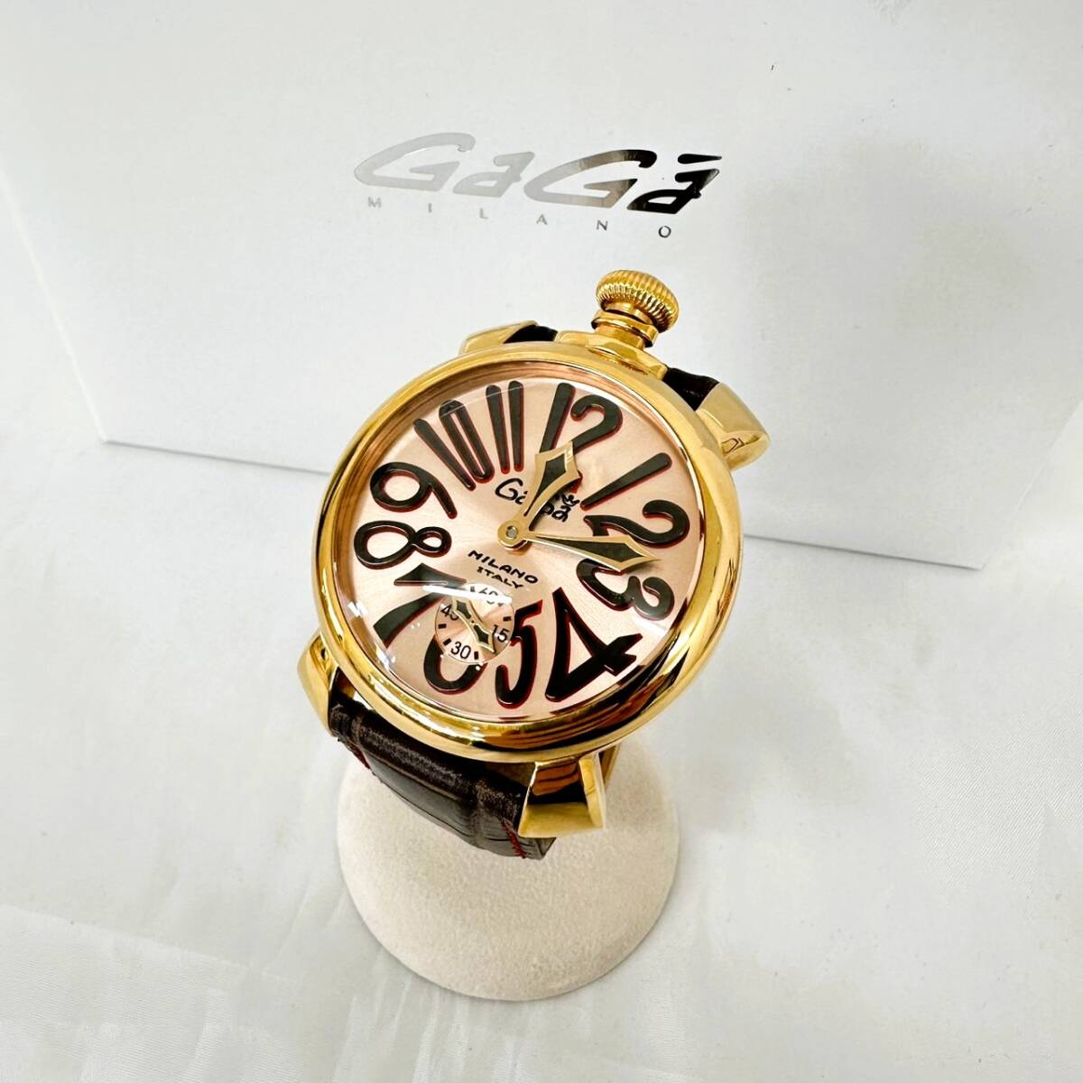 マヌアーレ48 ガガミラノ 腕時計 稼働品GAGAMILANO 手巻き式 黒 GaGa 