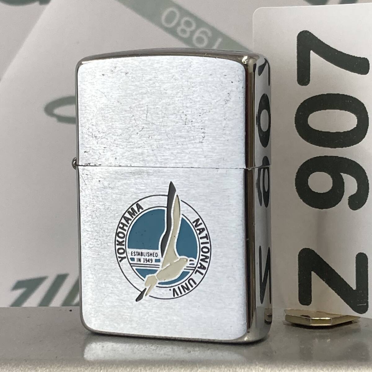イタリックロゴZIPPO スターリング 美品 66802 美品 ZIPPO STERLING 斜 