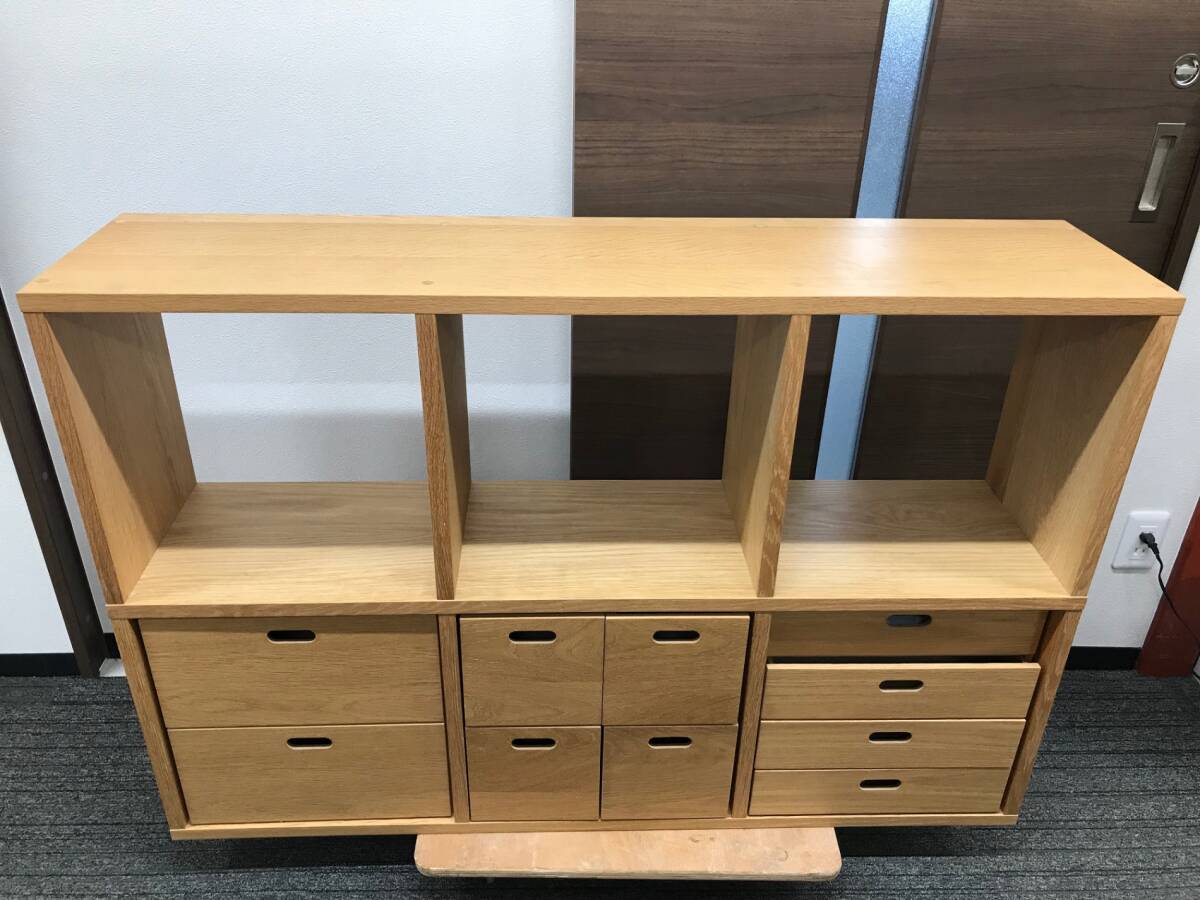 直営店販売 無印良品 スタッキングシェルフ オーク材 2段3列 引き出し 