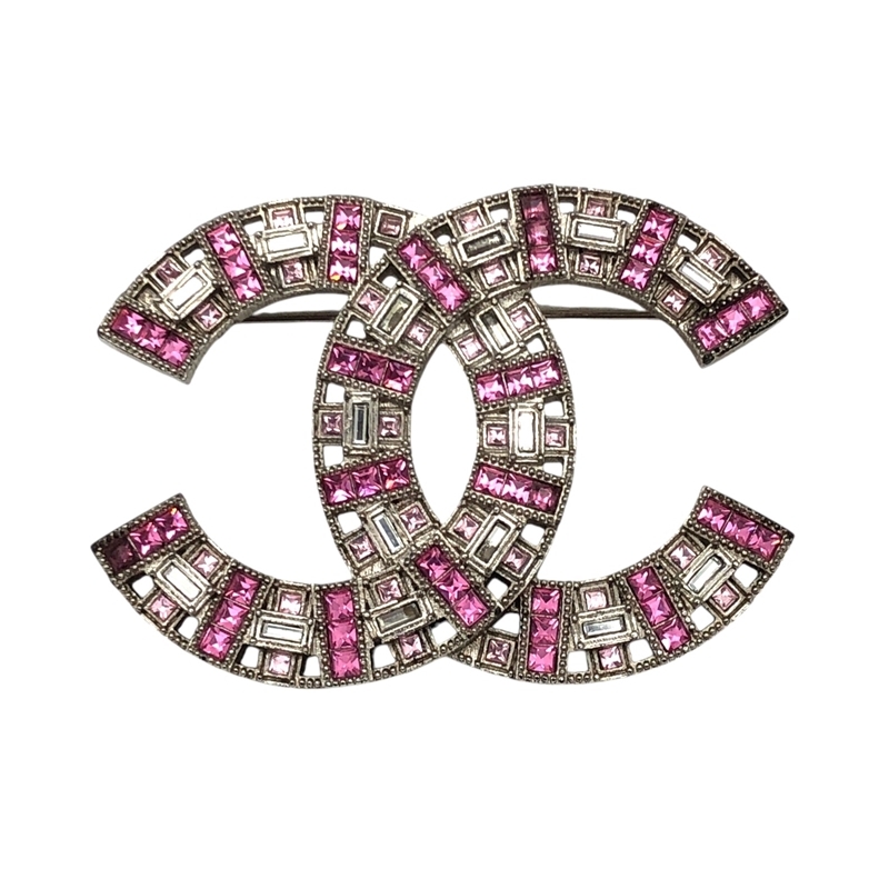 シャネル CHANEL ココマークブローチ シルバー×ピンク系 メタル⁄カラー