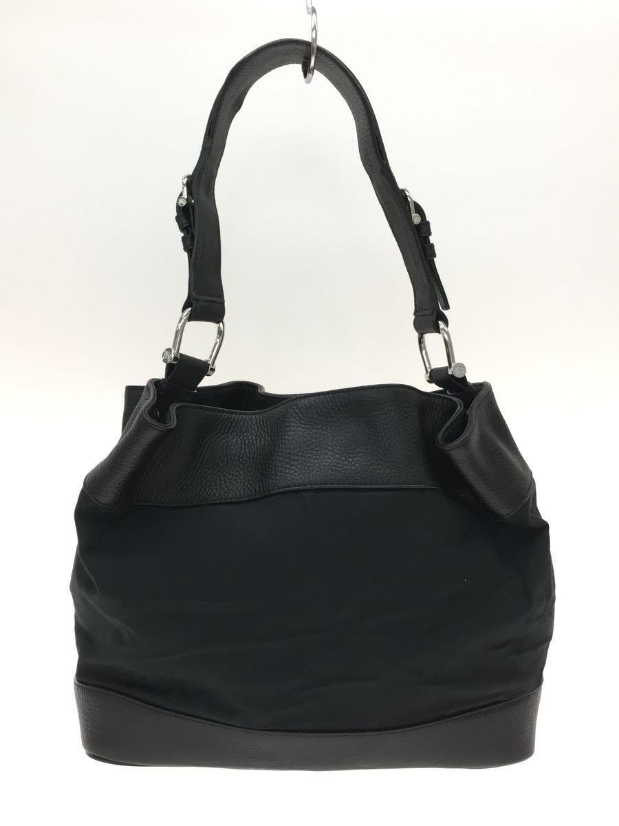 BURBERRY◇cnqinchoqin/ロゴ刺繍/切替/ハンドバッグ/レザー/BLK