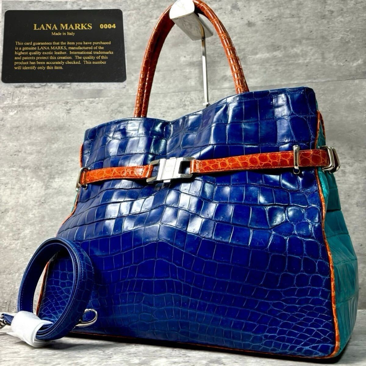 定価50万/極美品 ○LANA MARKS クロコダイル トートバッグ マット 