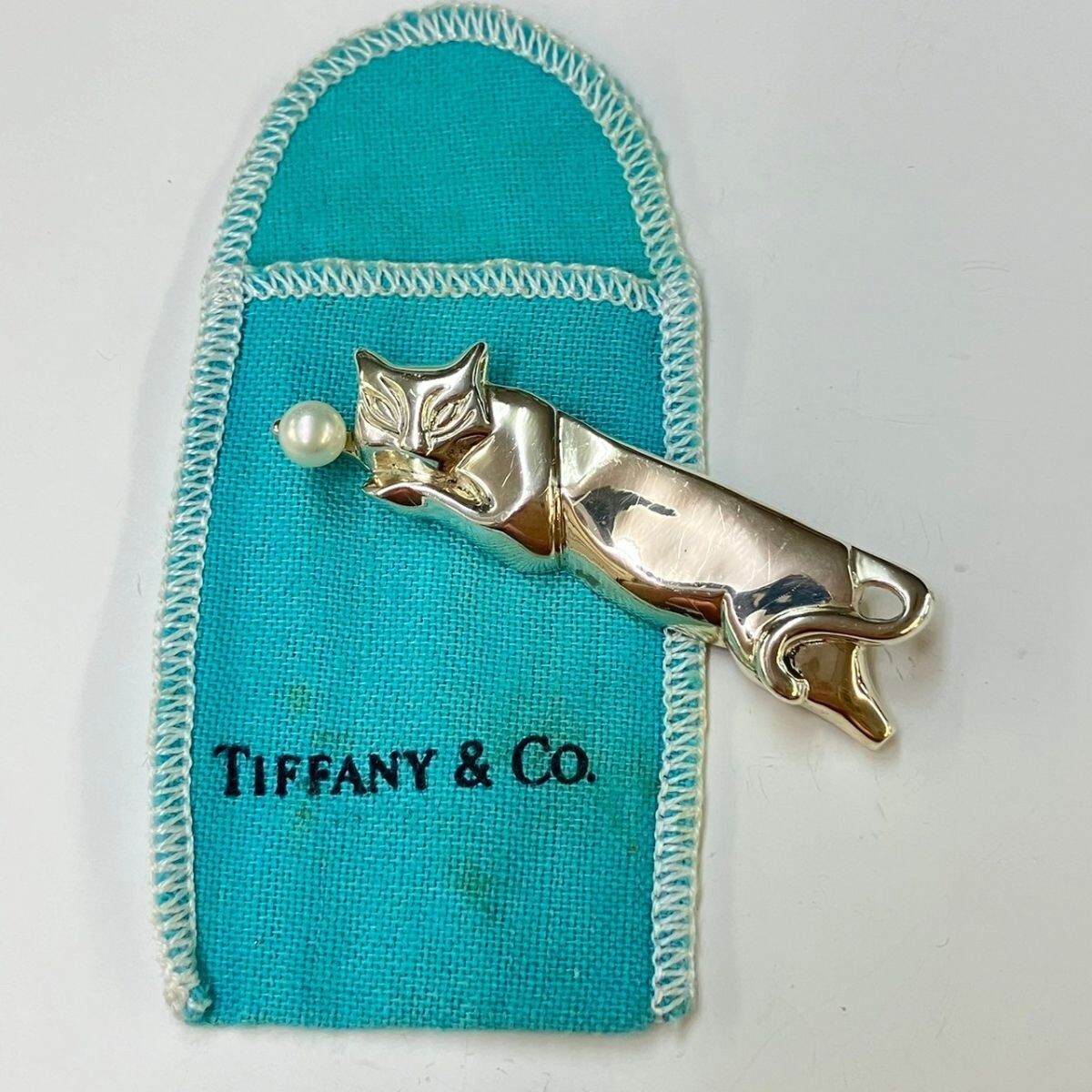 H113-H33-76☆ TIFFANY&Co. ティファニー アクセサリー ブローチ 猫