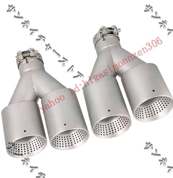 送料無料　AKRAPOVIC式 アクラポヴィッチ式 304ステンレス素材　ハニカムタイプ　２本出しマフラーカッター 　マットシルバー面　左右2個_2