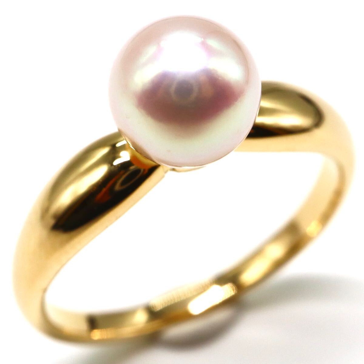 1円〜!!美品!!テリ抜群!!TASAKI(田崎真珠)▲K18 アコヤ本真珠リング▲F 約3.2g 約11.5号 パール pearl ring 指輪 EC1/EC6 C583_1