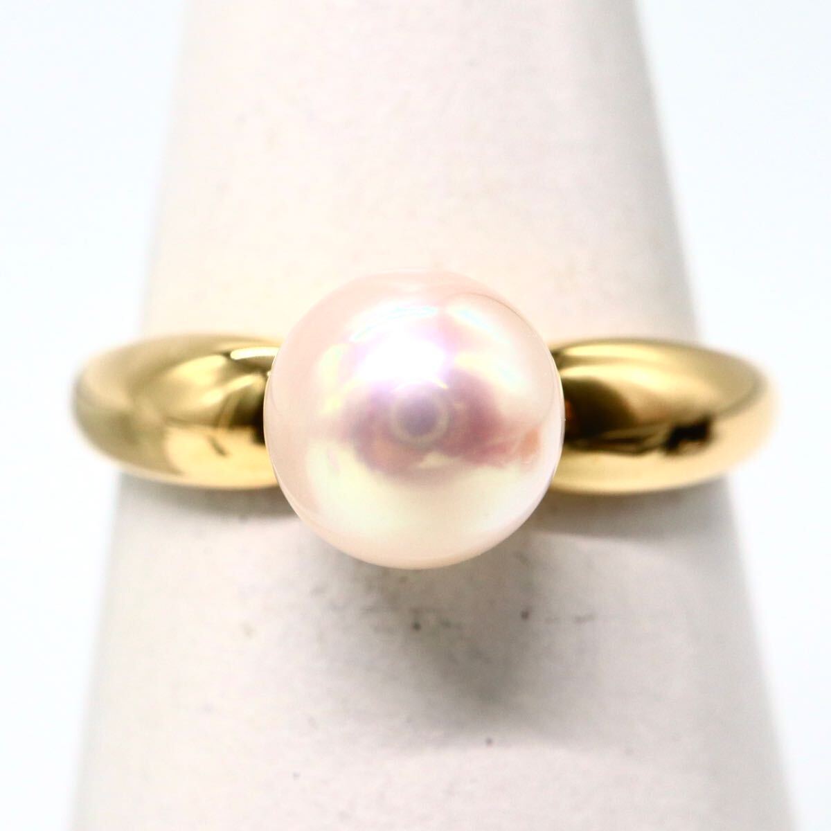 1円〜!!美品!!テリ抜群!!TASAKI(田崎真珠)▲K18 アコヤ本真珠リング▲F 約3.2g 約11.5号 パール pearl ring 指輪 EC1/EC6 C583_3