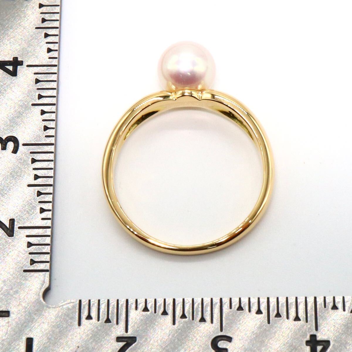 1円〜!!美品!!テリ抜群!!TASAKI(田崎真珠)▲K18 アコヤ本真珠リング▲F 約3.2g 約11.5号 パール pearl ring 指輪 EC1/EC6 C583_5