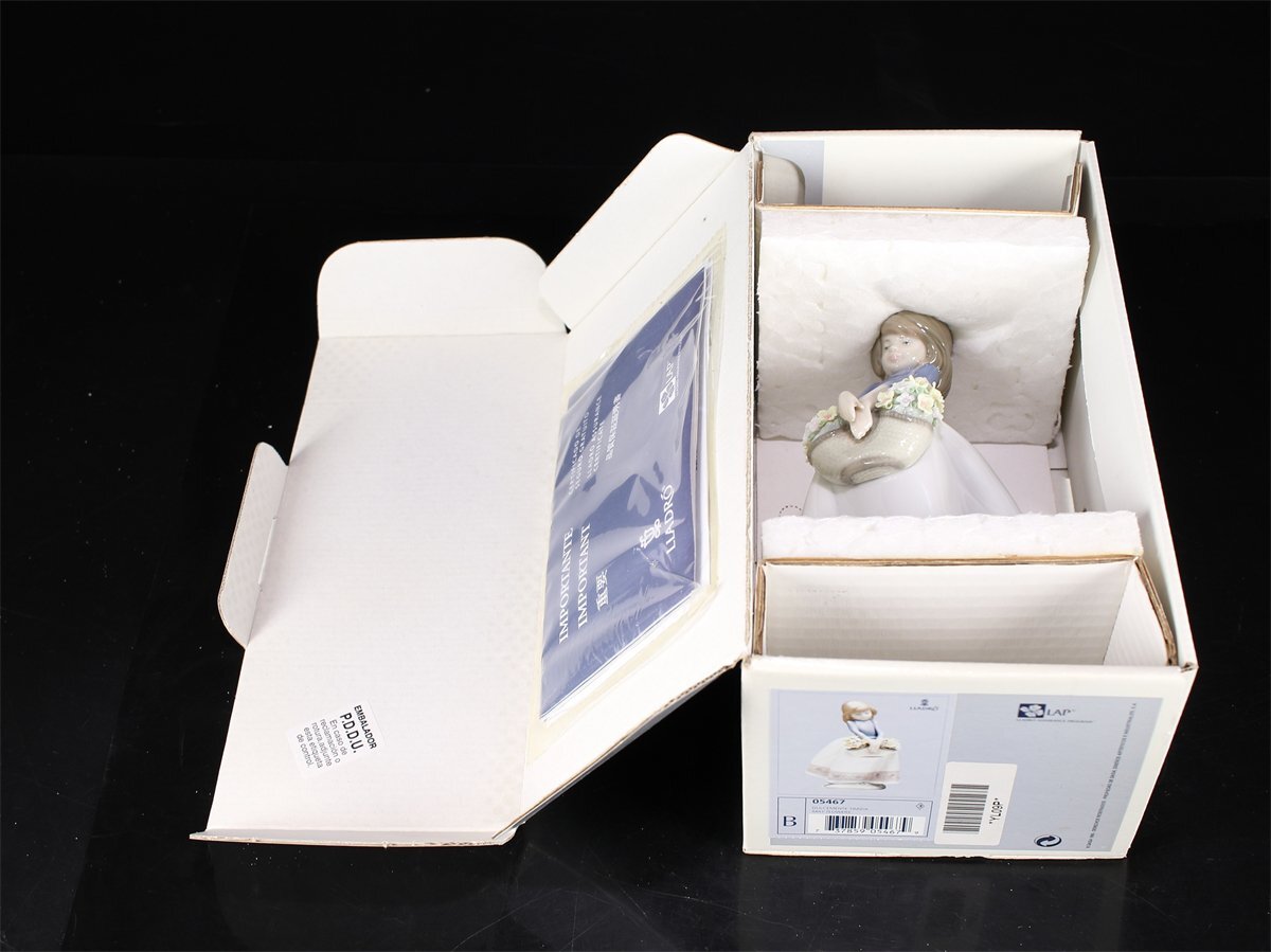 【吉】CK033 LLADRO 【リヤドロ】 フィギュリン 磁器人形 花籠美少女 置物 高17.5㎝／共箱付 美品！_2