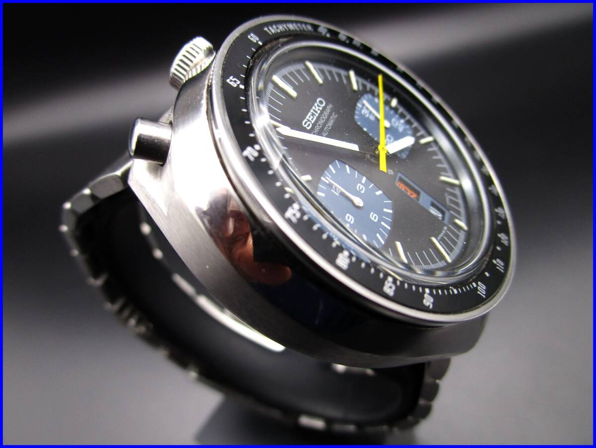 ★即決★超希少★超美品★セイコースピードタイマーツノ 2つ目クロノグラフ★黒馬★ベゼル新品状態_2