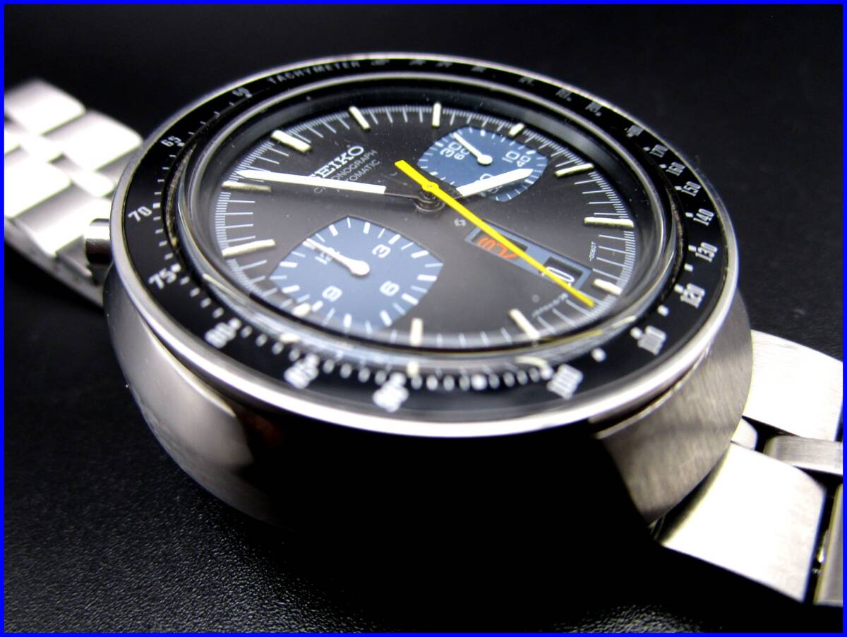 ★即決★超希少★超美品★セイコースピードタイマーツノ 2つ目クロノグラフ★黒馬★ベゼル新品状態_3