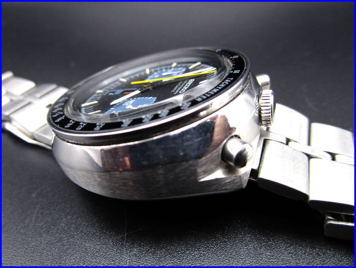 ★即決★超希少★超美品★セイコースピードタイマーツノ 2つ目クロノグラフ★黒馬★ベゼル新品状態_5