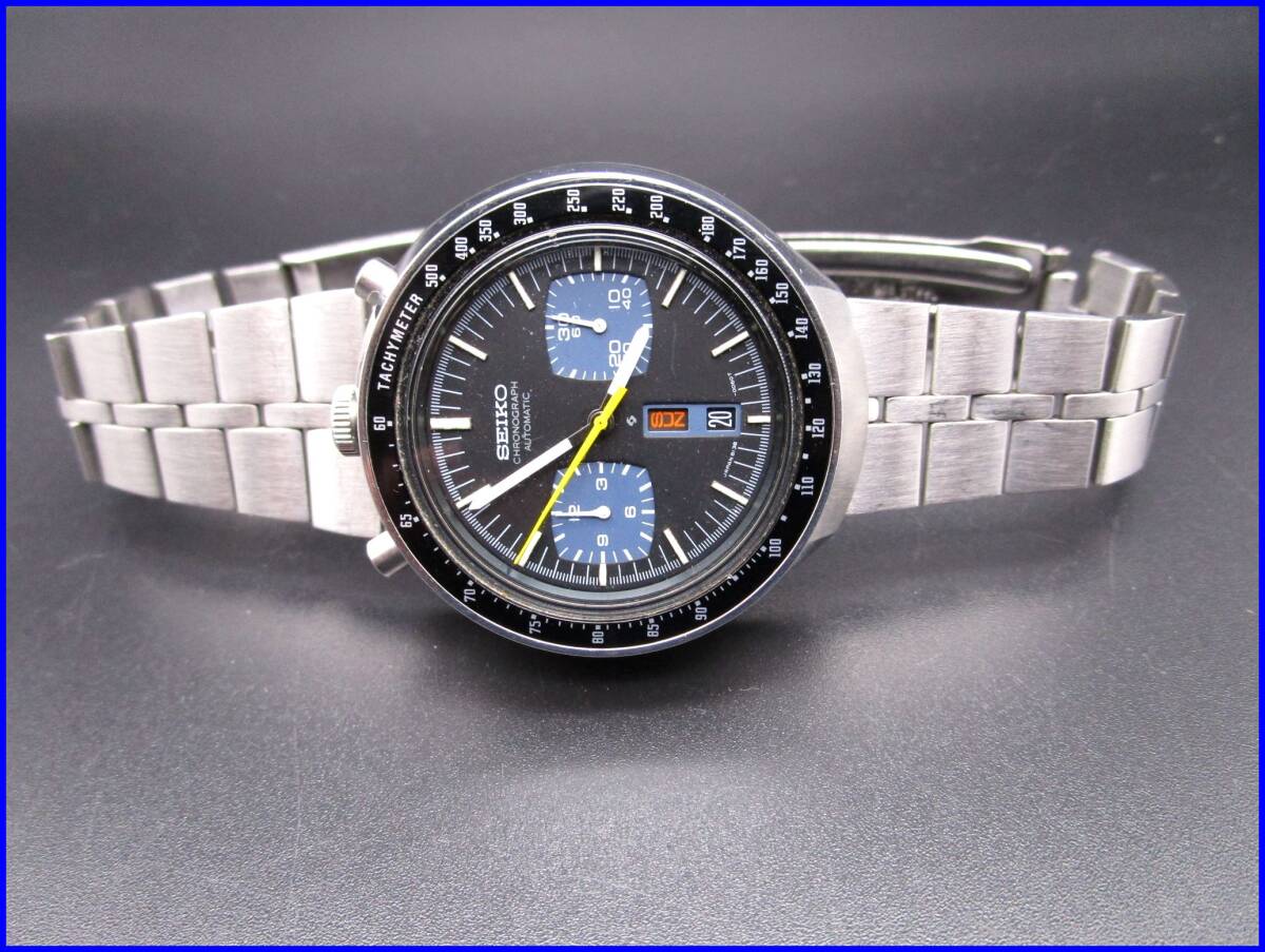 ★即決★超希少★超美品★セイコースピードタイマーツノ 2つ目クロノグラフ★黒馬★ベゼル新品状態_6