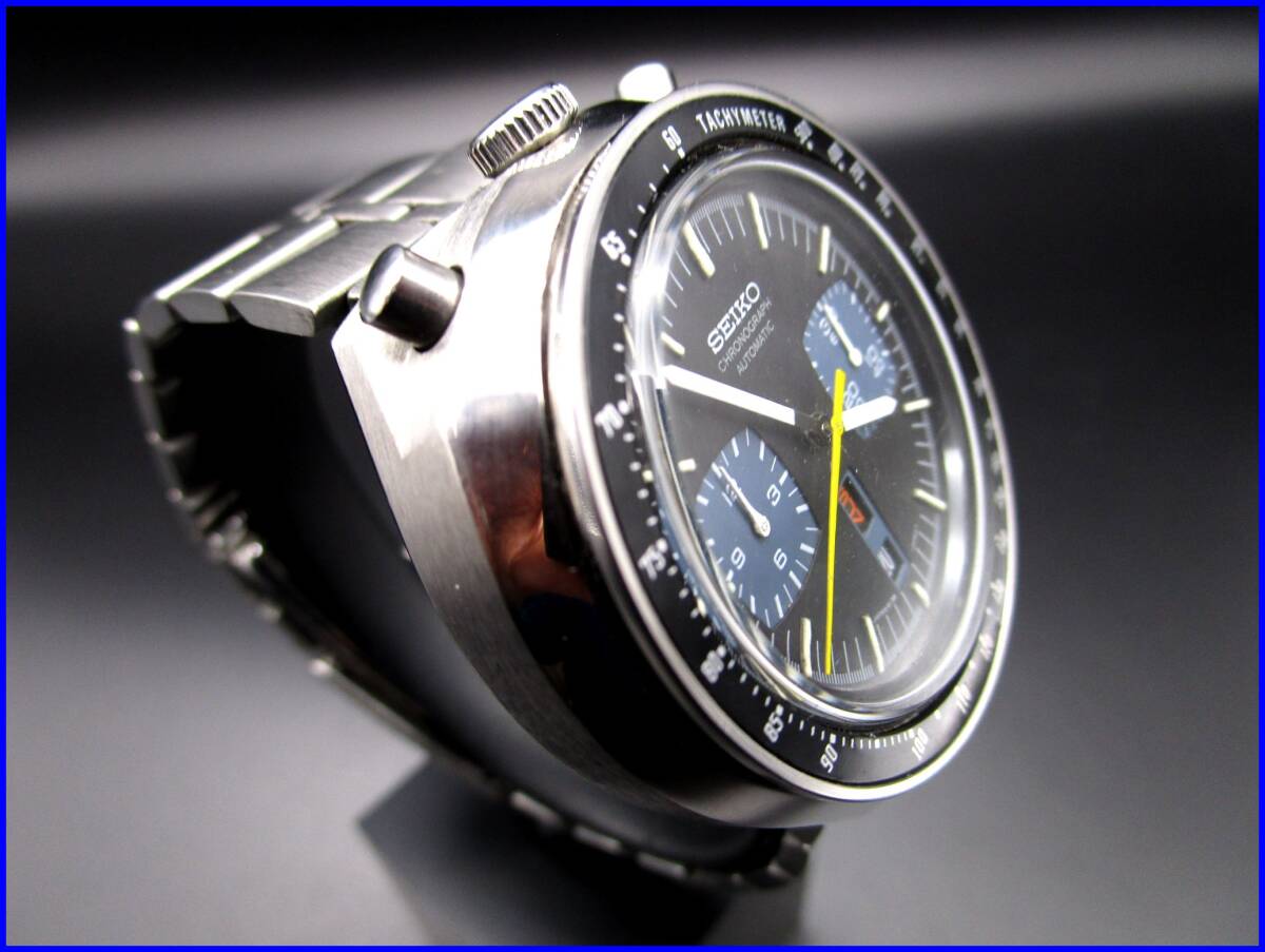 ★即決★超希少★超美品★セイコースピードタイマーツノ 2つ目クロノグラフ★黒馬★ベゼル新品状態_8
