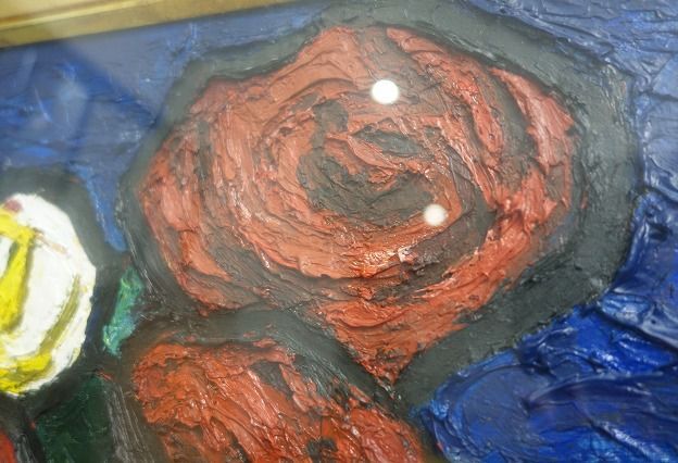 巨匠 林武 パステル画 真作保証 赤洋紙 1点物 原画 ☆真作保証【林武「薔薇」】10号 直筆サイン 額寸 縦88cm×横80cm×厚さ