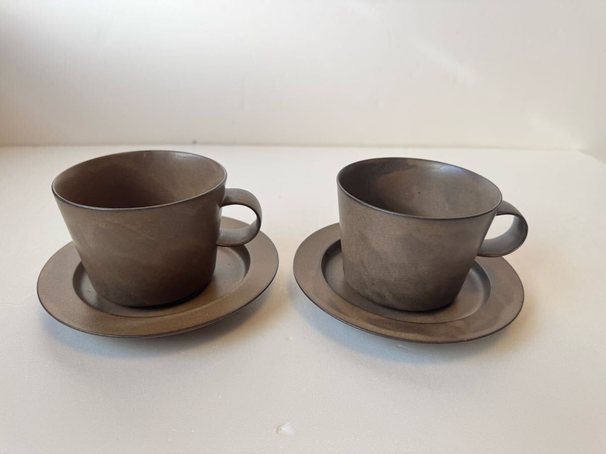 美品格安！イイホシユミコ×ジャーナルスタンダードコラボc&sブラウン茶色×2客セット カップソーサー皿プレート_1