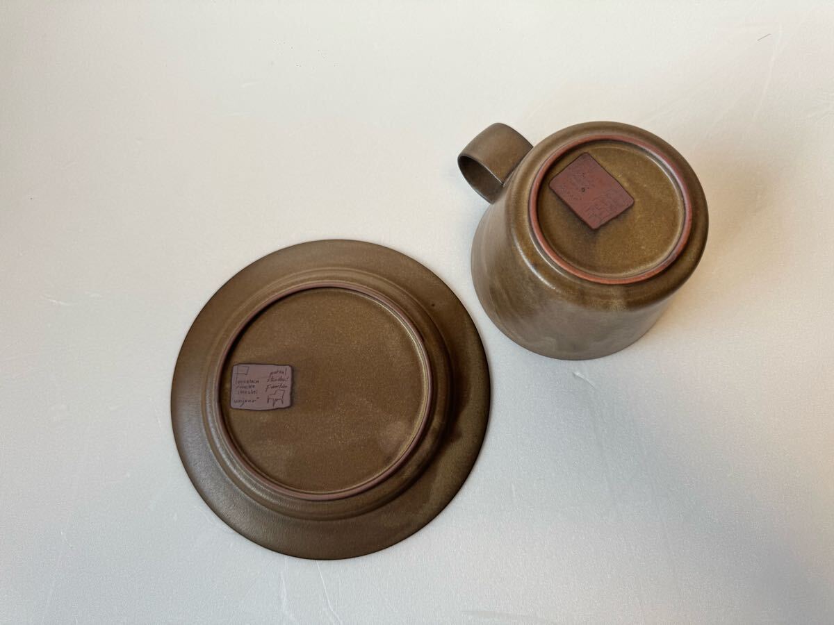 美品格安！イイホシユミコ×ジャーナルスタンダードコラボc&sブラウン茶色×2客セット カップソーサー皿プレート_5
