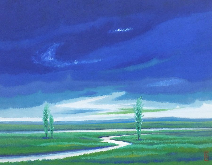 GLC】川崎春彦 「初夏」 日本画10号共シール 芸術院会員 日展常務理事