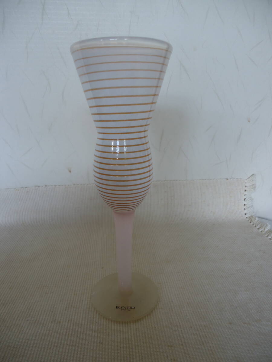 訳あり　コスタボダ　99721　ワイングラス風 ピンクストライプのオブジェ_1