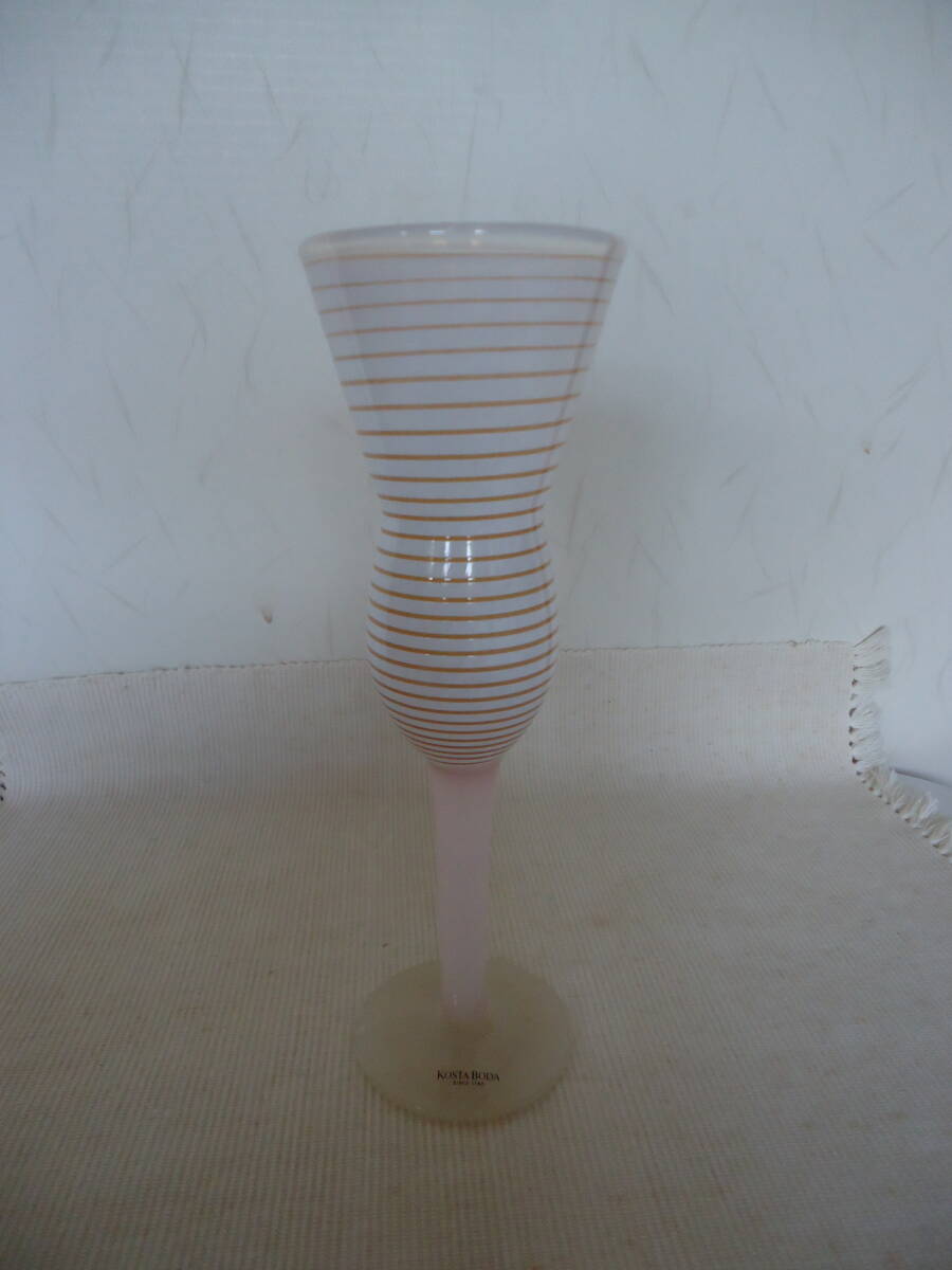 訳あり　コスタボダ　99721　ワイングラス風 ピンクストライプのオブジェ_2