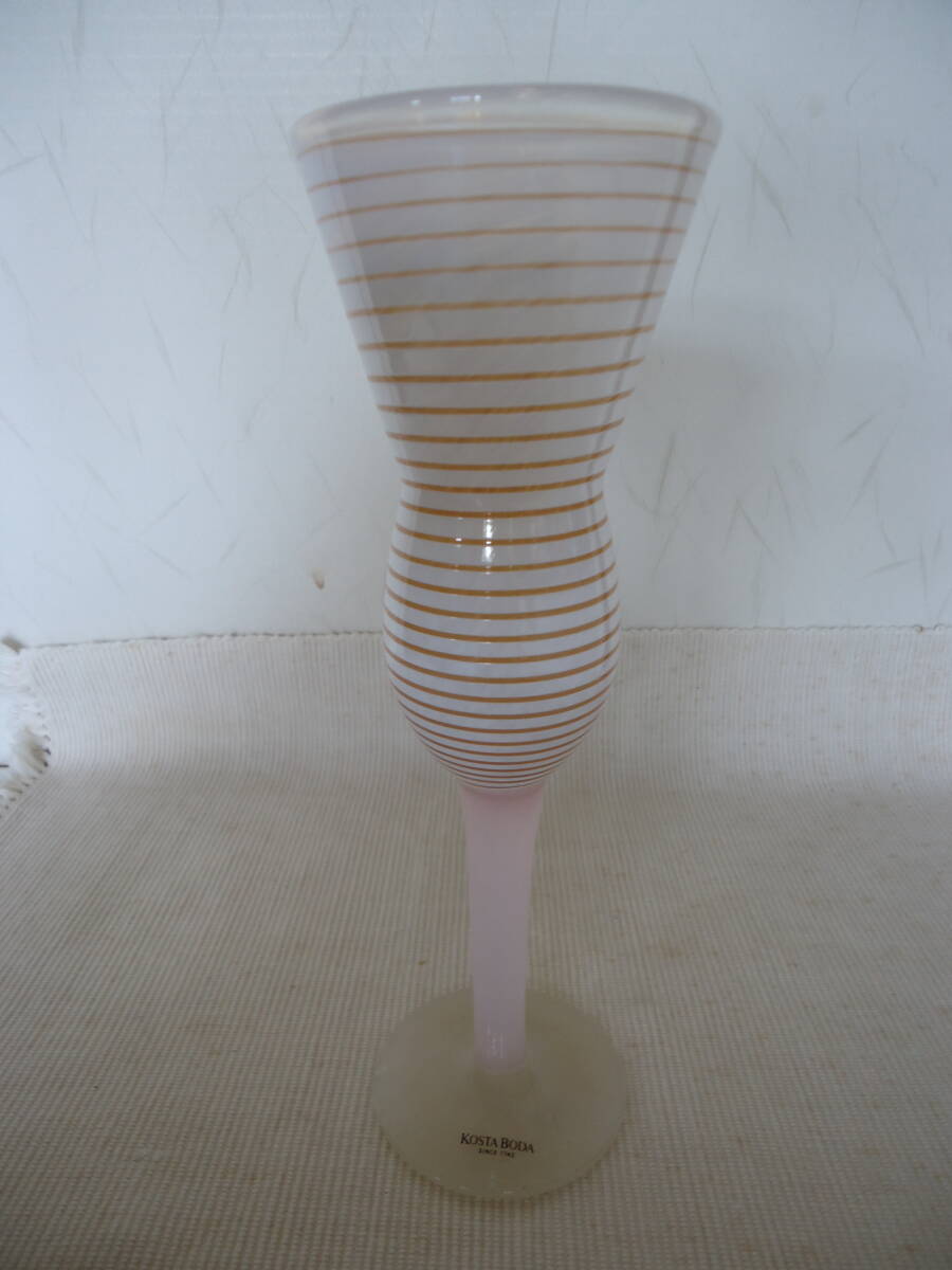 訳あり　コスタボダ　99721　ワイングラス風 ピンクストライプのオブジェ_4