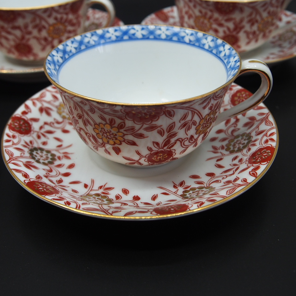 日本陶器 Noritake オールド ノリタケ 花唐草文 赤絵 金彩 カップ