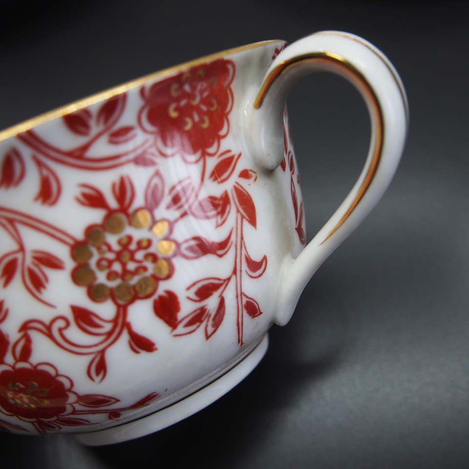 日本陶器 Noritake オールド ノリタケ 花唐草文 赤絵 金彩 カップ