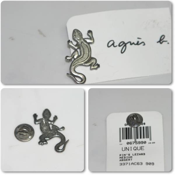 □新品即決□agnes b.アニエスベー トカゲ ピンバッチ＆缶バッチ(服飾