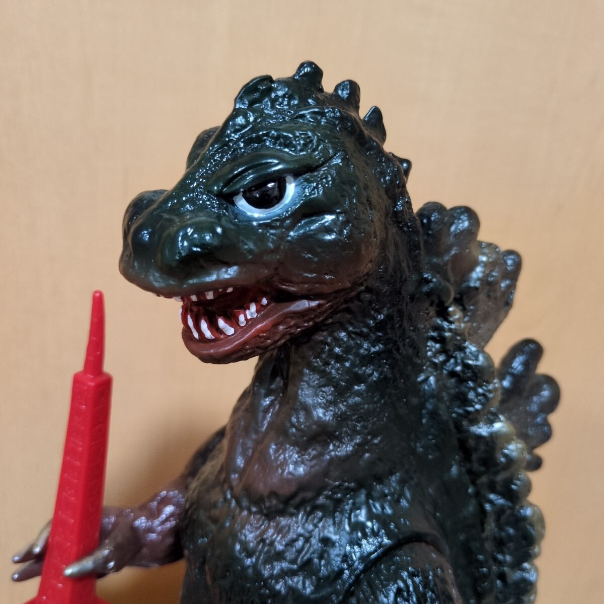 開封品 ブルマァク ジャイアントゴジラ 茶色 深緑 東京タワー付 ソフビ