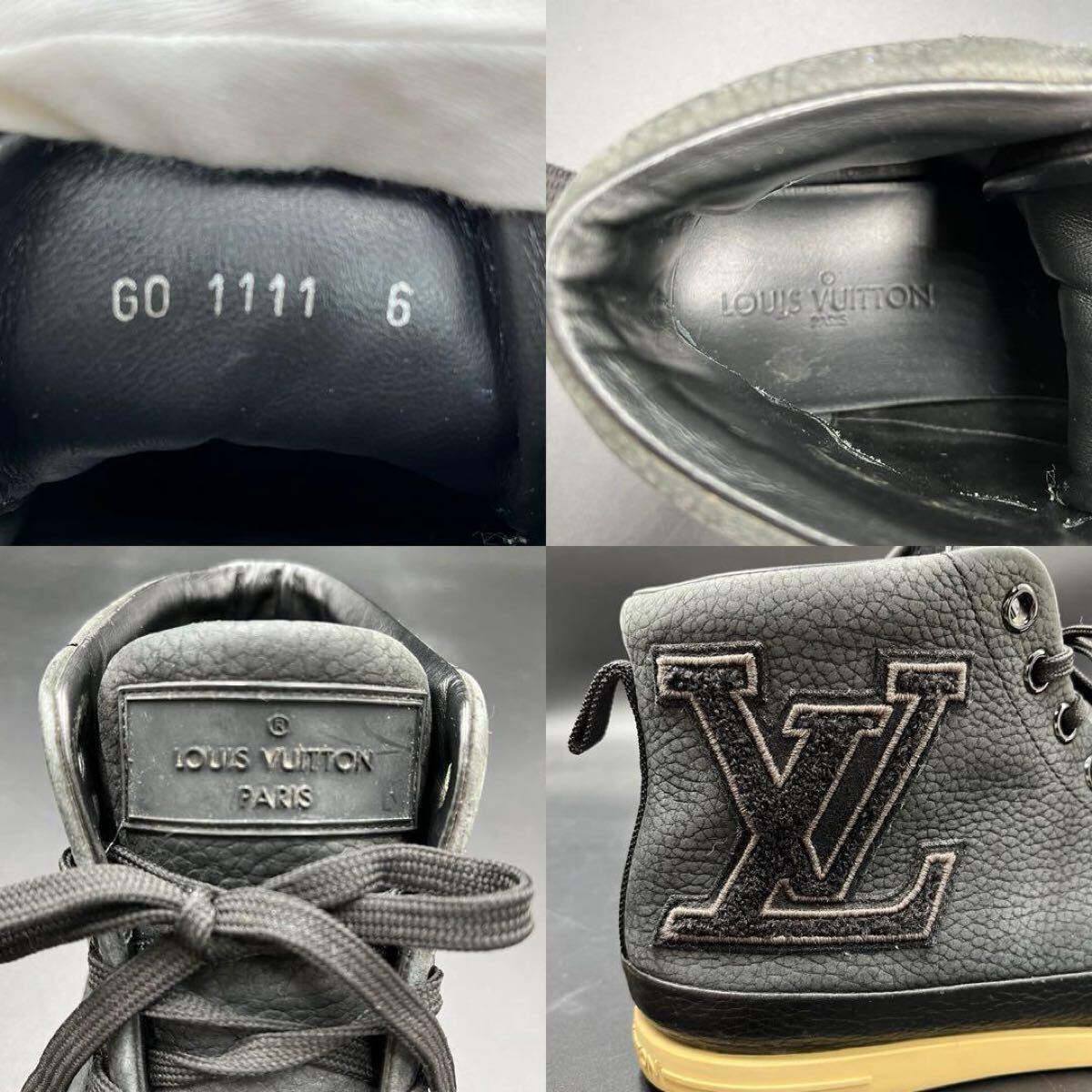 1円 【美品】 LOUIS VUITTON ルイヴィトン シボ革 メンズ LVロゴ
