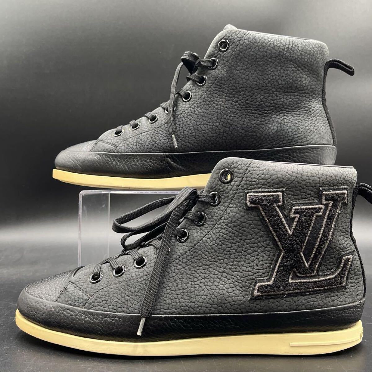 1円 【美品】 LOUIS VUITTON ルイヴィトン シボ革 メンズ LVロゴ