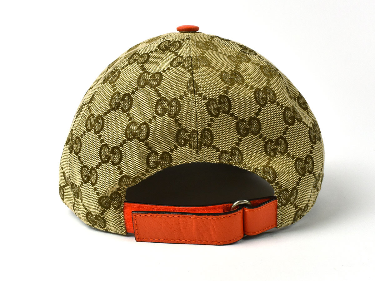 220879 GUCCI グッチ THE NORTH FACE ノースフェイス キャップ 帽子 672155 キャンバス レザー ベージュ ...
