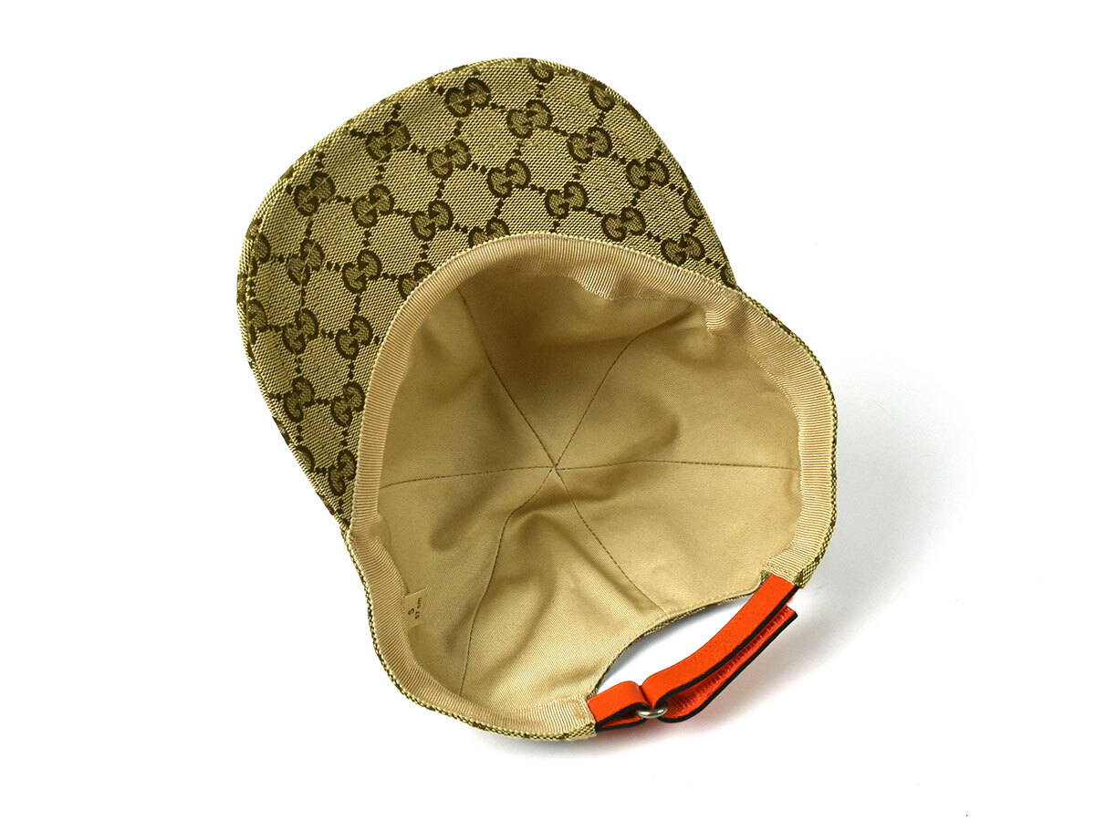 220879 GUCCI グッチ THE NORTH FACE ノースフェイス キャップ 帽子 672155 キャンバス レザー ベージュ ...