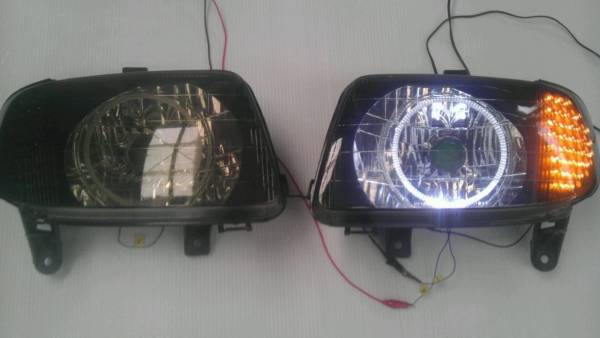 L700 ミラ ヘッドライト イカリング プロジェクター LED加工(ヘッド