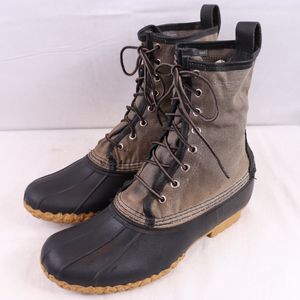 USA製 ビーンブーツ US 9 / 27.0cm 位 灰×黒 キャンバス×レザー アメリカ製 LLビーン L