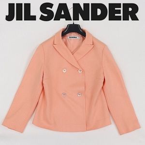 【HB379】◆JIL SANDER ジルサンダー リネン混 ダブル ジャケット サーモンピンク 36