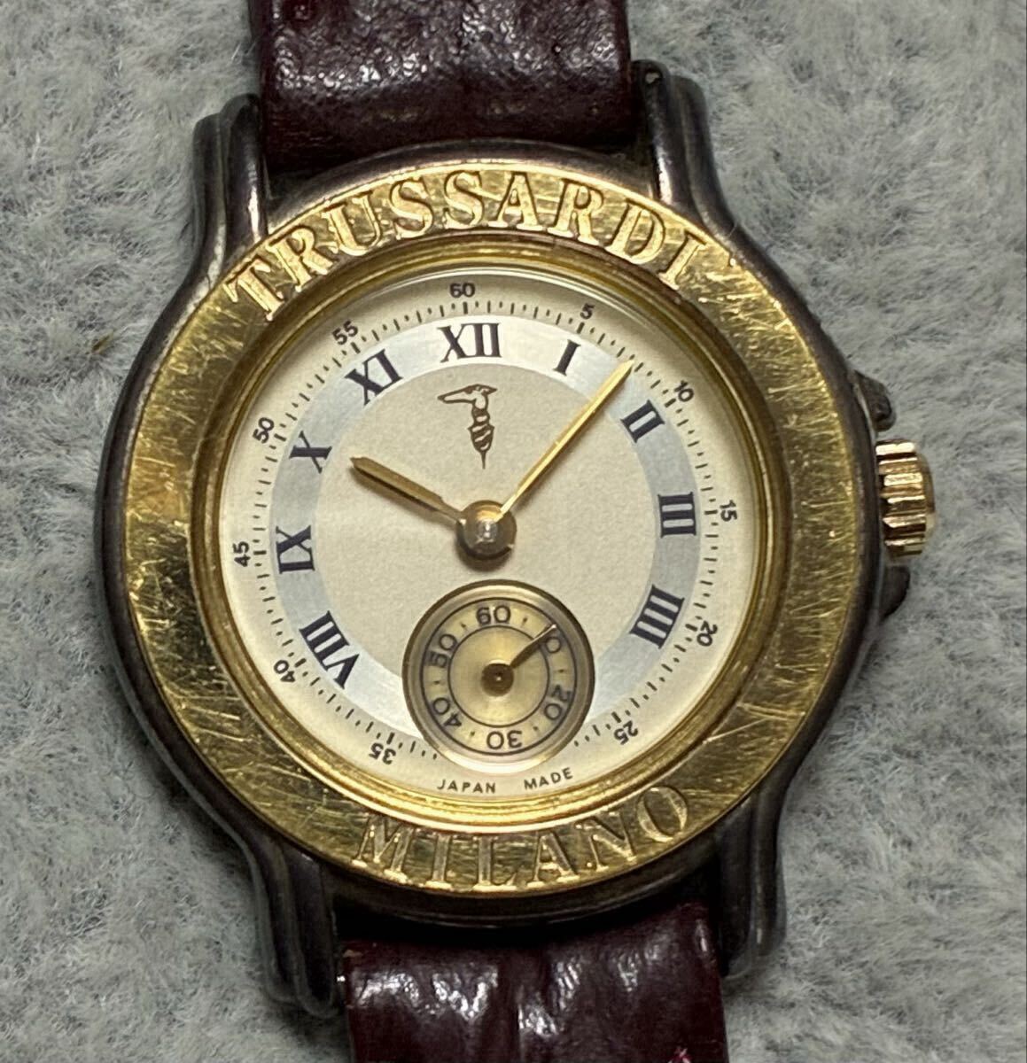 メンズ 腕時計 TRUSSARDI アイスグレー文字盤 良品