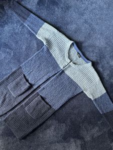 超美品 イタリア製 gente-gente 高品質編み込み ウールニット素材 長袖 ロングカーディガ