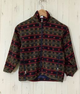 わ1720 mont-bell モンベル フリースジャケット キッズ 130 総柄 CLIMAPLUS 日本製