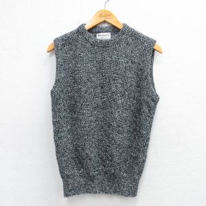 S/古着 ニット ベスト メンズ 80年代 80s 無地 アクリル クルーネック USA製 黒他 25dec0
