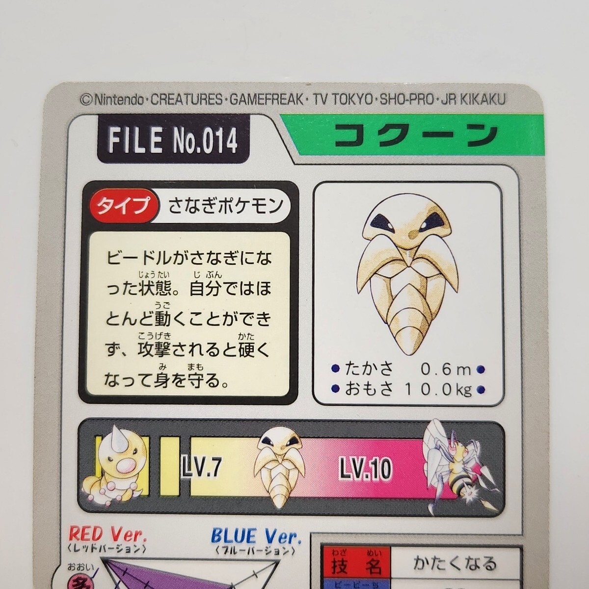 昔の旧ポケモンカードダスNo.014 蛹の『コクーン』BANDAI 1997 MADE IN