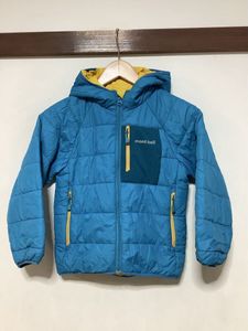 か1854 mont-bell モンベル リバーシブル中綿ジャケット 中綿パーカー 120cm ブルー/イエ