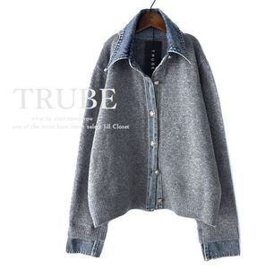 新品【送料185円】デニムシャツを重ね着したようなディテールが素敵♪フロント金ボタン