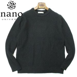 冬物▼ ナノユニバース　中厚　タック編み　凹凸生地　ニット　セーター　ウール　黒　ブ