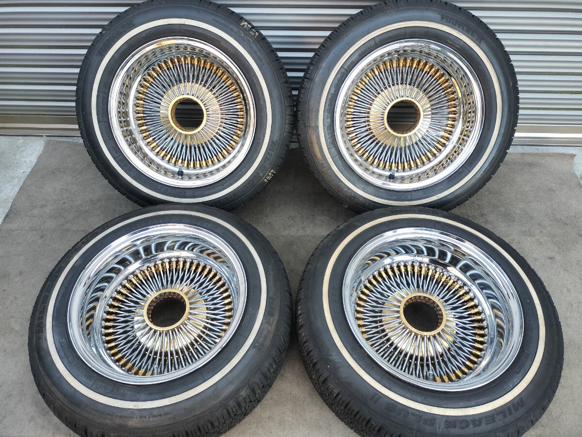 ワイヤーホイール 14インチ 14×6J 7J 175/70R14☆ホワイトリボン 深