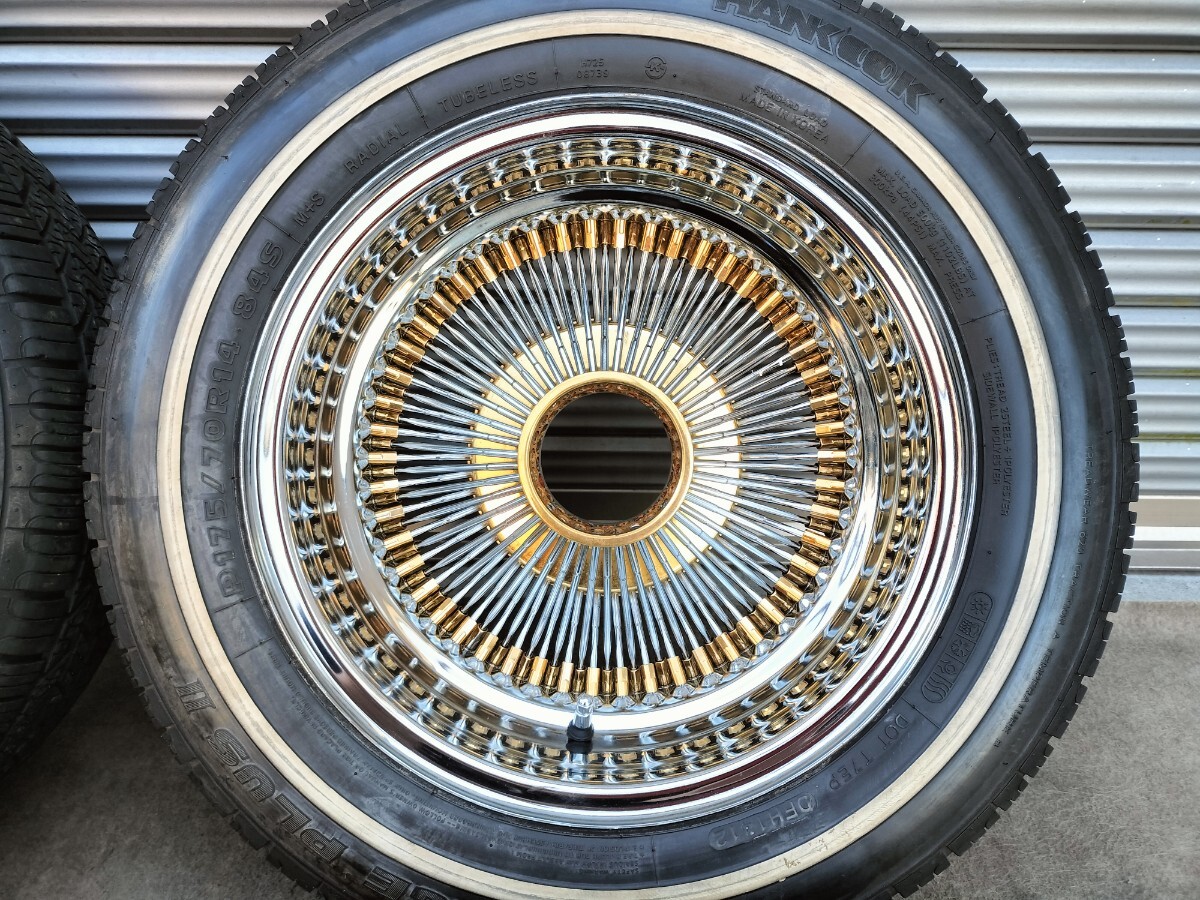 ワイヤーホイール 14インチ 14×6J 7J 175/70R14☆ホワイトリボン 深